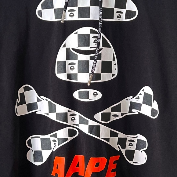 NWT AAPE by A Bathing Ape Short Sleeve Logo Hoodie Size Small - Picture 2 of 8